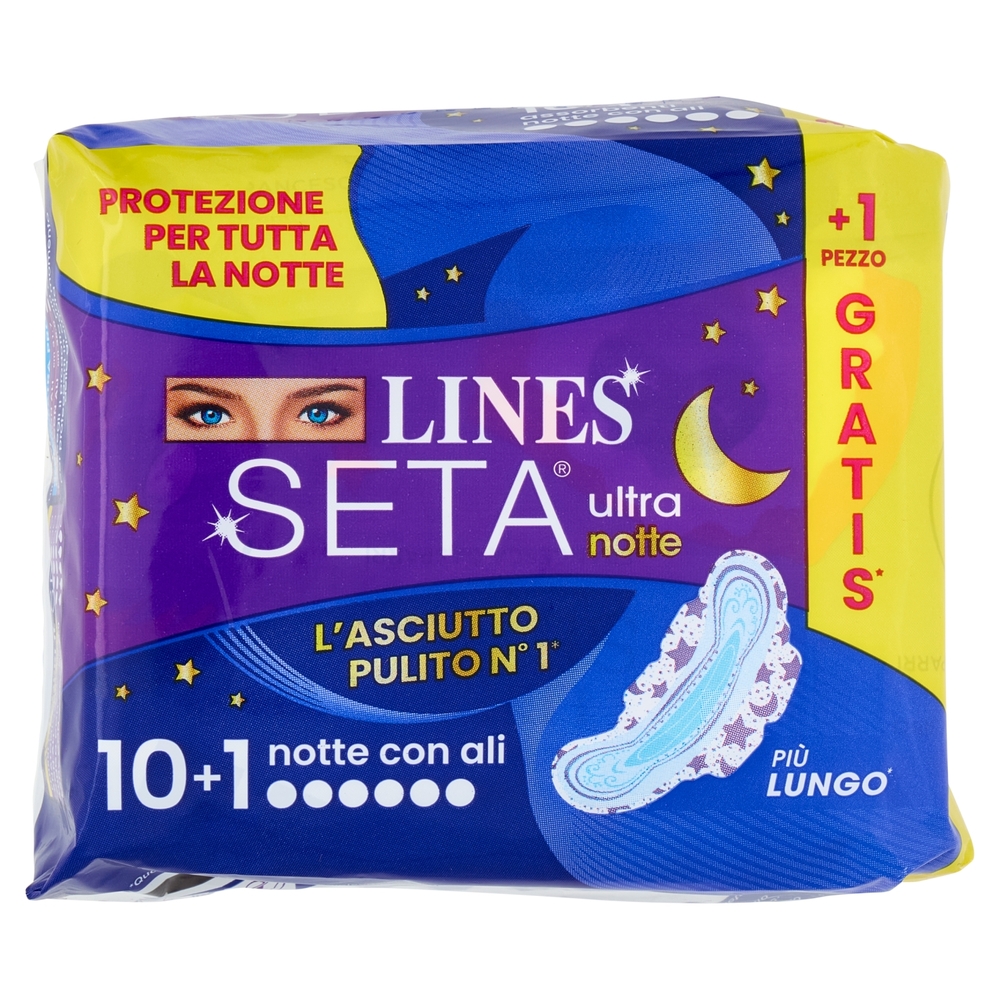Lines Seta ultra notte con ali 10+1 pz